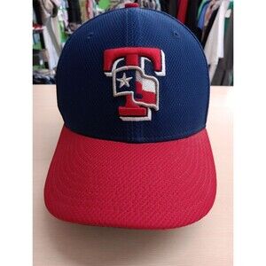 Texas Rangers New Era 59Fifty Fitted Baseball Hat 7 3/8 Blue Red Official EUC